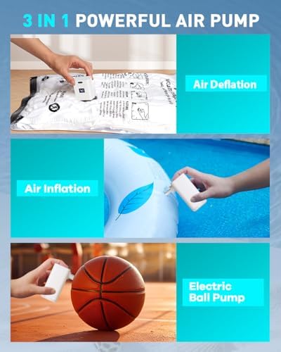 ZOPOM Mini Portable Electric Air Pump with 5000mAh Battery and LED Light