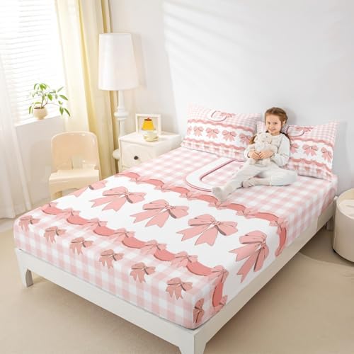 Castle Fairy 3D Bowknot Fitted Sheet Twin Size with Pillowcase