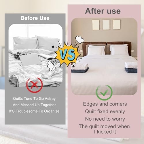 Teaaha 12 Sets Duvet Clips with Soft Fabric Non-Marking Fasteners White Grey