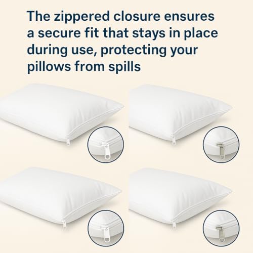 4 Pack Deluxe Zippered Pillow Covers - Waterproof Durable