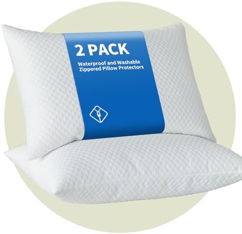 ASANEST Waterproof Pillow Protectors with Zipper Pack of 2