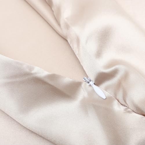 Cabilock 2pcs Silk Pillowcases Twin Size Beige Pillow Covers