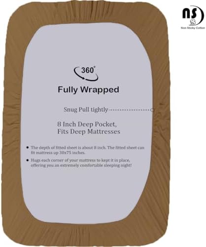 NON Sticky Cotton Premium Cot Sheet Set 4 Piece Taupe