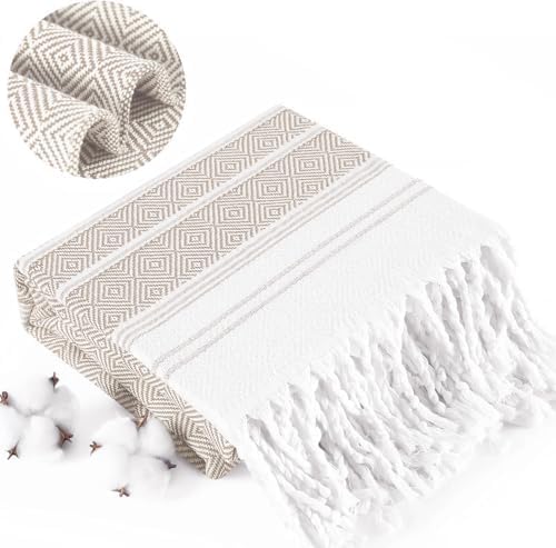 Genovega Boho Beige Throw Blanket for Home Decor