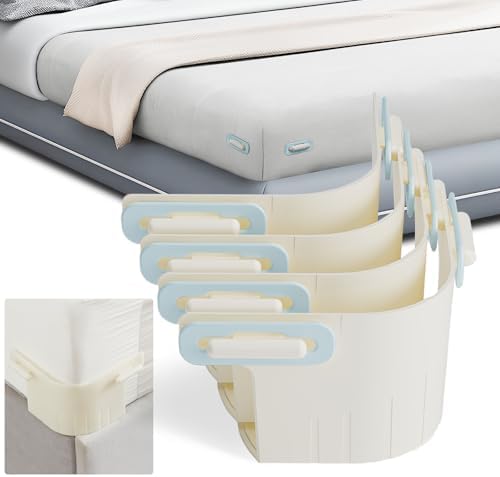 SUYUKU Bed Sheet Holder Straps with Lock Clips Heavy Duty Blue