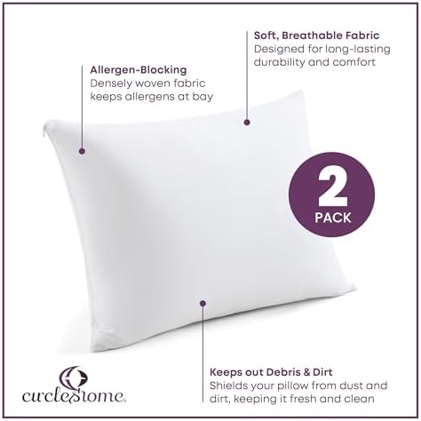 CirclesHome Pillow Protectors 2 Pack Queen Size