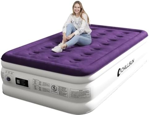 CHILLSUN Twin Inflatable Air Mattress with Built In Pump
