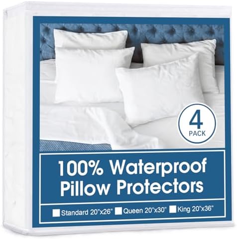 4 Pack Pillow Protectors with Zipper 20x26