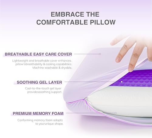 Cooling Memory Foam Pillow with Reversible Cover All-Season Comfort