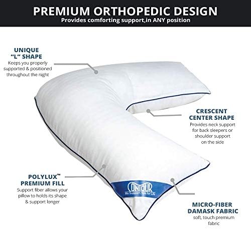 Contour L Shaped Bed Body Support Pillow for Side Sleepers