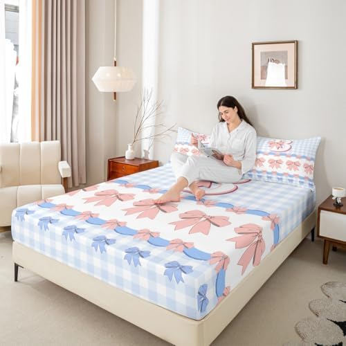 Castle Fairy Pink Bowknot Initial Mattress Protector Twin Size