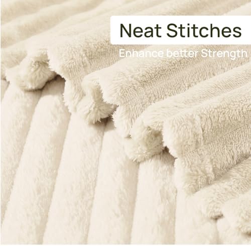 Geniospin Ivory Fleece Throw Blanket 60x80 Inches