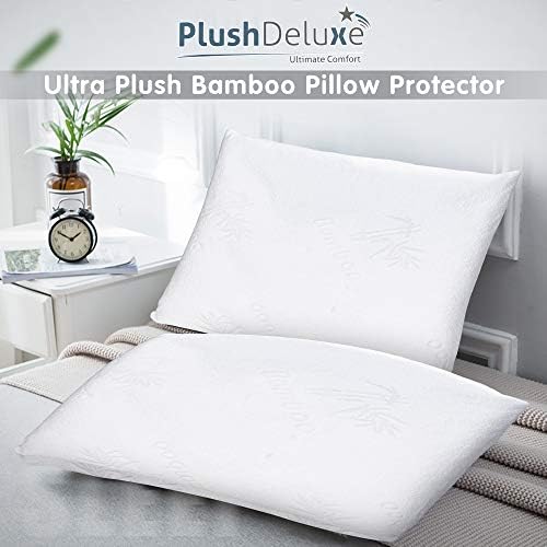 PlushDeluxe Premium Queen Pillow Covers - Waterproof Allergy Proof Set of 2