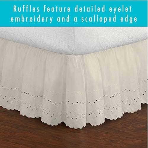 FRESH IDEAS Ruffled Eyelet Bed Skirt 18 Drop Twin Ivory