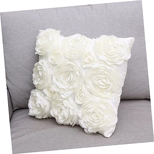 Soft Rose Embroidered Throw Pillow Cover Case