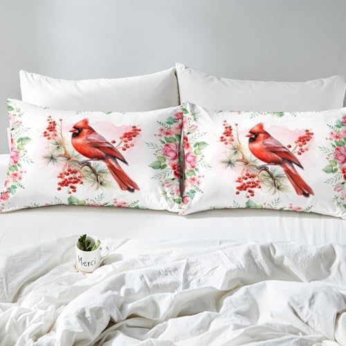 Castle Fairy Red Bird Twin Fitted Sheet Set