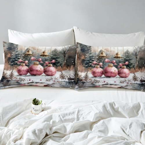Castle Fairy Christmas Balls Fitted Sheet Set with Pillowcase
