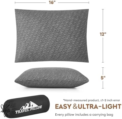 PEUJEW Memory Foam Travel Pillow - Compact Breathable and Supportive