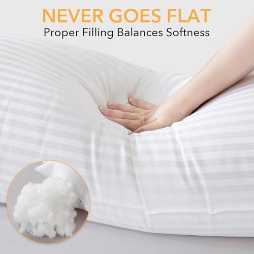 Oubonun Premium Striped Body Pillow - Cooling Cotton Cover Ultra-Soft 3D Microfiber Filled