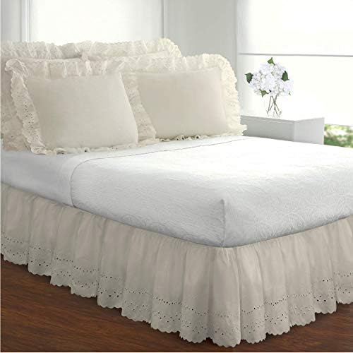 FRESH IDEAS Ruffled Eyelet Bed Skirt 18 Drop Twin Ivory