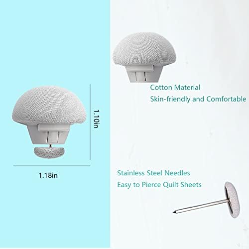 Resdenio Duvet Clips with One-Key Unlock 8 Pieces Grey Mushroom Quilt Holder