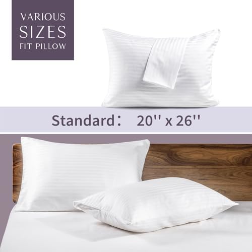 FAUNNA 4 Pack Cotton Pillow Protectors 1 Piece Silk Pillow Case