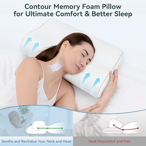 Zibroges Adjustable Cooling Memory Foam Pillow for Neck Pain Relief