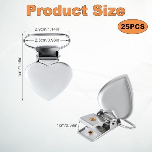 25pcs Silver Heart Shaped Sheet Fasteners 1