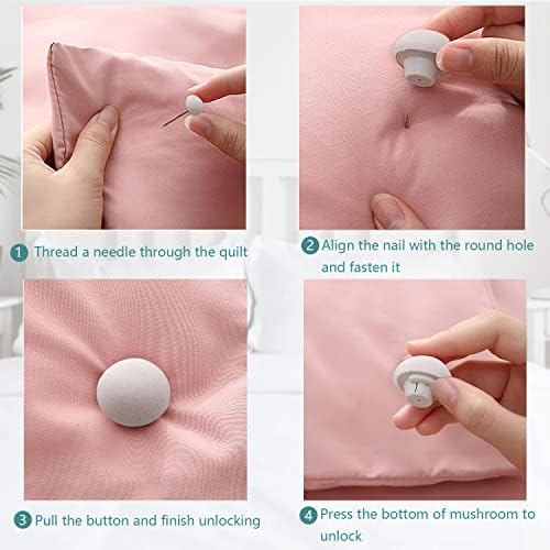 Resdenio Duvet Clips with One-Key Unlock 8 Pieces Grey Mushroom Quilt Holder