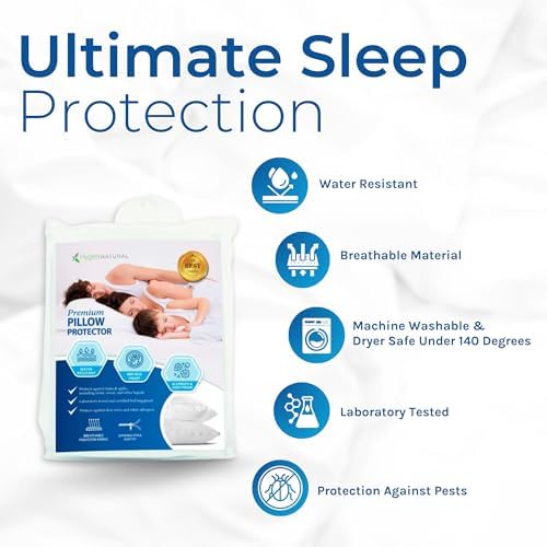 Set of 2 Luxurious Pillow Protectors - Water Resistant and Bed Bug Proof