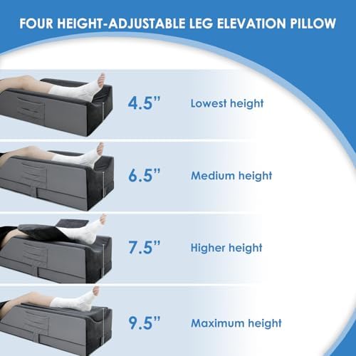 Kehangte 4-Height Adjustable Leg Elevation Pillow