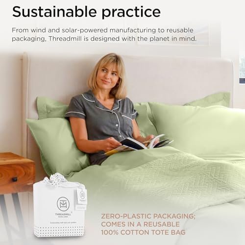 Threadmill Sage Green Cotton Blanket for Twin Bed