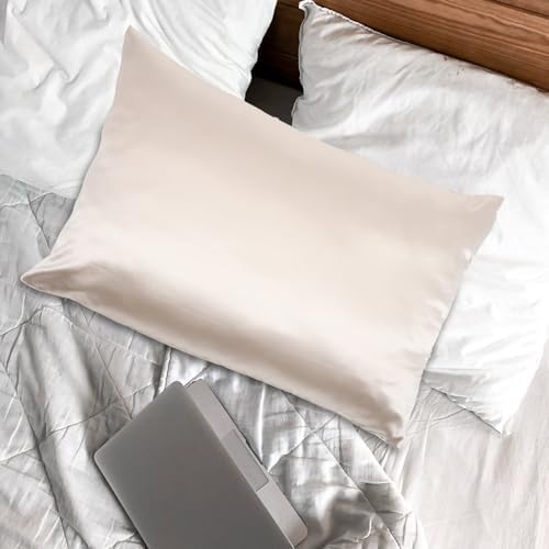 MERRYHAPY Beige Silk Pillowcase Covers with Zipper