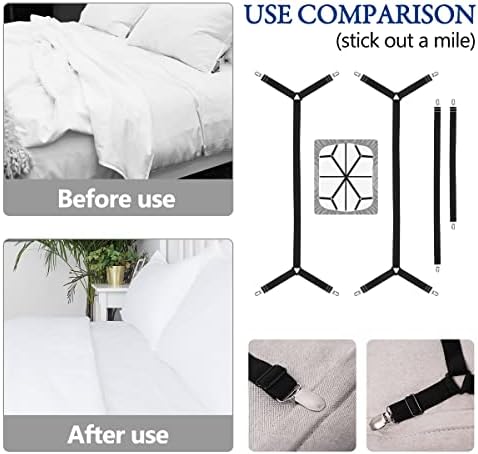 Bexicsea Sheet Straps 4pcs Black Adjustable Elastic Fasteners 1