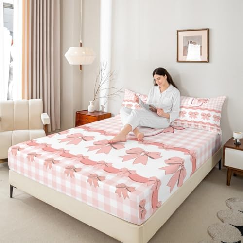 Castle Fairy 3D Bowknot Fitted Sheet Twin Size with Pillowcase