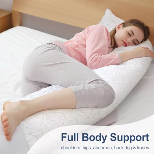 ELAORY Memory Foam Body Pillow for Side Sleepers 20x54 Inch White