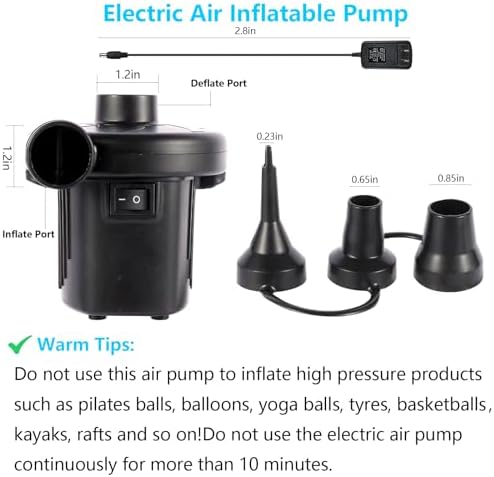 SOGLIM Electric Air Pump with 3 Nozzles for Inflatables