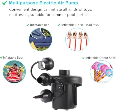 SOGLIM Electric Air Pump with 3 Nozzles for Inflatables