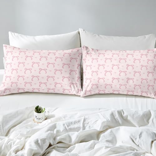 Castle Fairy Pink Bowknot Twin Sheet Set with Pillowcase