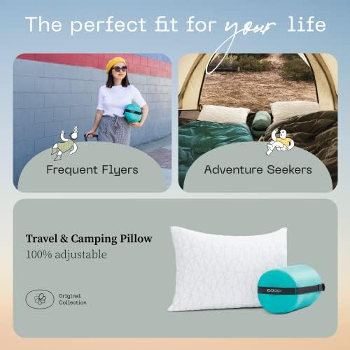 Coop Home Goods Adjustable Travel Pillow 19x13 Memory Foam