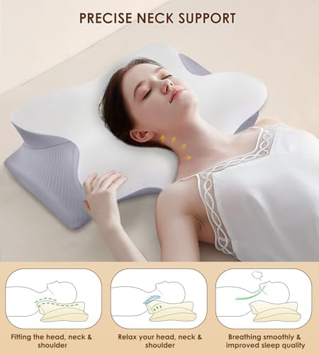 FAIORD Ergonomic Cervical Pillow with Cooling Memory Foam and Washable Case