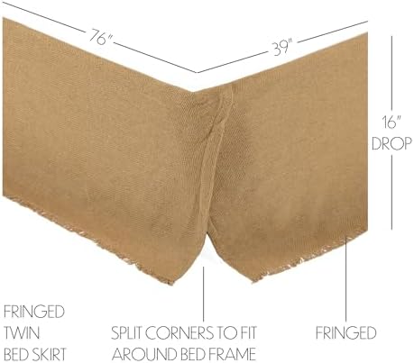 VHC Brands Burlap Farmhouse Bed Skirt 39 x 76 x 16