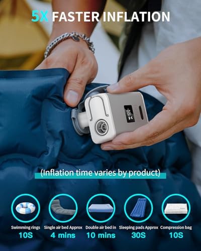 ZOPOM Mini Air Mattress Pump with 5 Nozzles and 5000mAh Battery