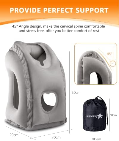 Sunany Inflatable Travel Pillow with Eye Mask and Earplugs