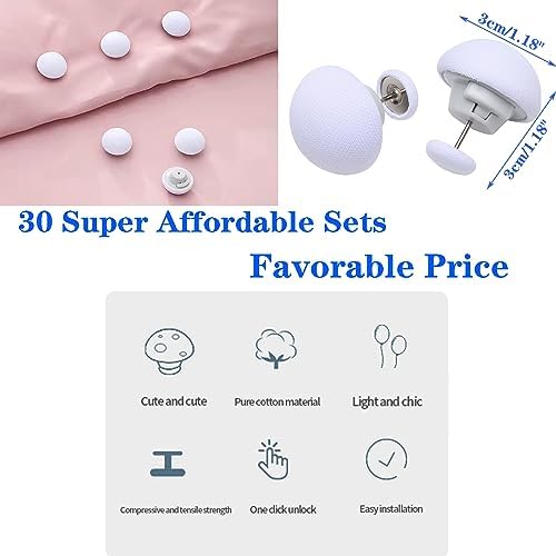 30 Pcs Duvet Pins with Mushroom Buttons and ABS Base