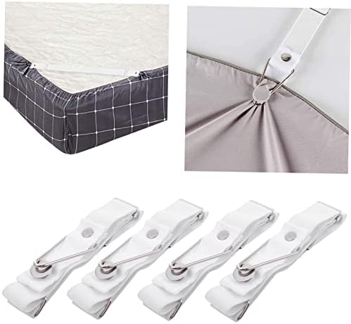 WHAMVOX 4pcs Adjustable Bed Sheet Fixators with Metal Buckle