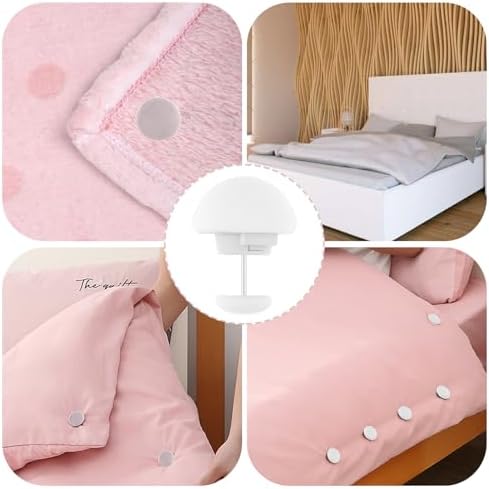 Teaaha 12 Sets Duvet Clips with Soft Fabric Non-Marking Fasteners White Grey