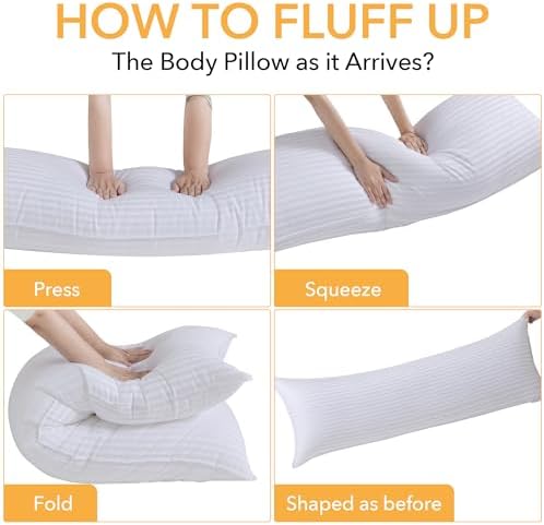 Oubonun Premium Striped Body Pillow - Cooling Cotton Cover Ultra-Soft 3D Microfiber Filled