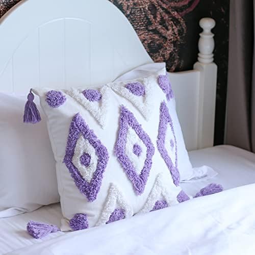 AFUXING 18x18 Woven Throw Pillow Covers with Tassels