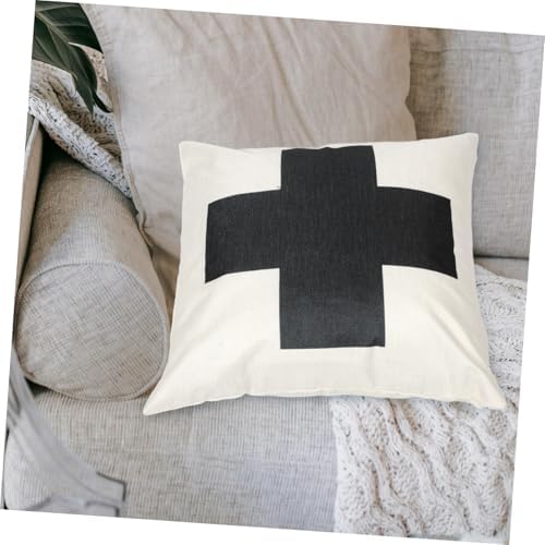 CHILDWEET Square Cross Pattern Linen Pillowcase